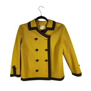 Vintage 1960s Alberto Import Lime Green Wool Knit Peacoat Jacket John Stevens